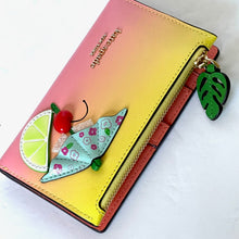 Load image into Gallery viewer, Kate Spade Playa Ombre Small Slim Bifold Wallet Pink Leather ID Tropical