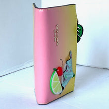 Load image into Gallery viewer, Kate Spade Playa Ombre Small Slim Bifold Wallet Pink Leather ID Tropical