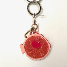 Load image into Gallery viewer, Kate Spade Puffy Fish Key Chain Glitter Pink Small Bag Charm Gold Clip