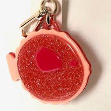 Load image into Gallery viewer, Kate Spade Puffy Fish Key Chain Glitter Pink Small Bag Charm Gold Clip
