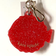 Load image into Gallery viewer, Kate Spade Puffy Fish Key Chain Glitter Pink Small Bag Charm Gold Clip