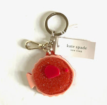 Load image into Gallery viewer, Kate Spade Puffy Fish Key Chain Glitter Pink Small Bag Charm Gold Clip
