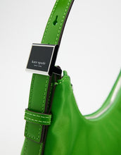 Load image into Gallery viewer, Kate Spade Sam Icon KSNYL Shoulder Bag 90s Green Nylon Small Top Zip Leather