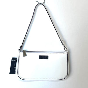 Kate Spade Sam Icon Leather Mini Pochette 90s White Shoulder Bag Wristlet