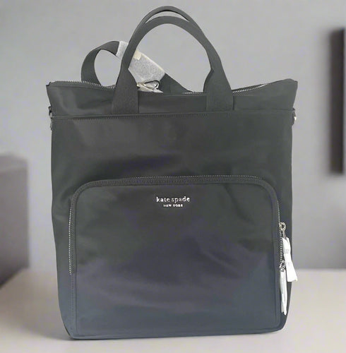 Kate Spade Sam Ksnyl Nylon Convertible Backpack Black Travel Commuter Tote