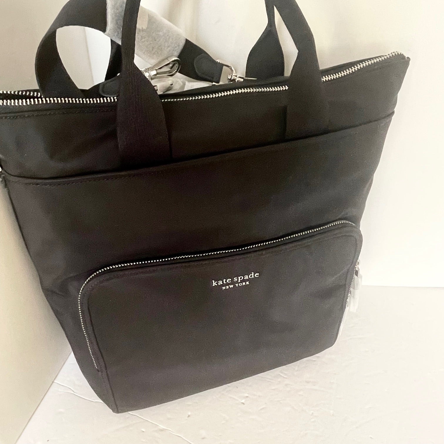 Kate Spade Sam Ksnyl Nylon Tote Backpack Travel Black Convertible