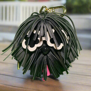 Kate Spade Shaggy 3d Coin Purse Bag Charm Black Leather Key Ring Wallet