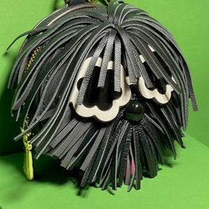 Kate Spade Shaggy 3d Coin Purse Bag Charm Black Leather Key Ring Wallet