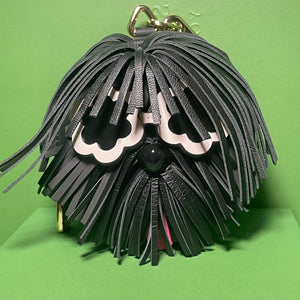 Kate Spade Shaggy 3d Coin Purse Bag Charm Black Leather Key Ring Wallet
