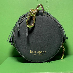 Kate Spade Shaggy 3d Coin Purse Bag Charm Black Leather Key Ring Wallet