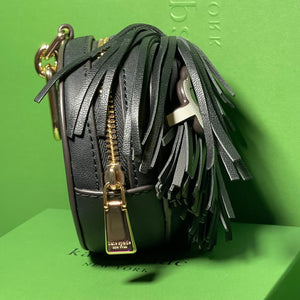 Kate Spade Shaggy 3d Coin Purse Bag Charm Black Leather Key Ring Wallet