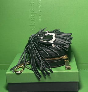 Kate Spade Shaggy 3d Coin Purse Bag Charm Black Leather Key Ring Wallet