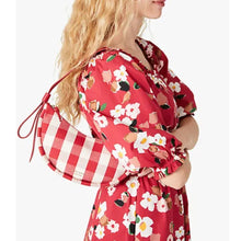 Load image into Gallery viewer, Kate Spade Smile Shoulder Bag Red Gingham Small Leather Fabric Zip Top