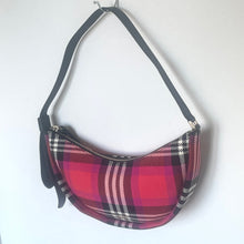 Load image into Gallery viewer, Plaid patterned bag with a strap on a white background