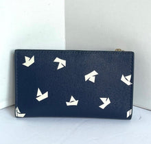 Load image into Gallery viewer, Kate Spade Spencer Bifold ID Wallet Womens Small Blue Navy Boats Slim Snap