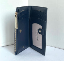Load image into Gallery viewer, Kate Spade Spencer Bifold ID Wallet Womens Small Blue Navy Boats Slim Snap