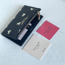 Load image into Gallery viewer, Kate Spade Spencer Bifold ID Wallet Womens Small Blue Navy Boats Slim Snap