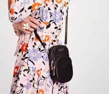 Load image into Gallery viewer, Kate Spade Spencer North South Phone Crossbody Black Leather Double Zip
