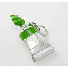 Load image into Gallery viewer, Green and silver keychain on a white background