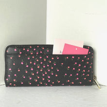 Load image into Gallery viewer, Kate Spade Sylvia Pink Floral Slim Wallet Womens Black Saffiano Zip Around