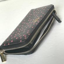 Load image into Gallery viewer, Kate Spade Sylvia Pink Floral Slim Wallet Womens Black Saffiano Zip Around