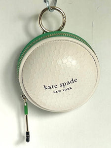 Kate Spade Tee Time Golf Leather Coin Purse White Green Leather Collection Wallet
