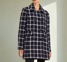Load image into Gallery viewer, Kate_Spade_Wool_Peacoat_Womens_Extra_Small_Blue_Plaid_Double_Breasted