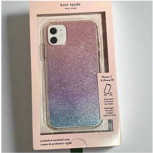 Kate Spade iPhone 11 XR Case Purple Ombre Glitter Hard Shell Bumper Pink