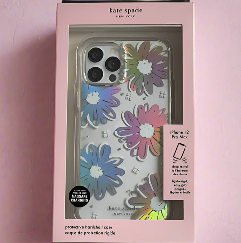Kate Spade iPhone 12 Pro Max Case Daisy Floral Iridescent Bumper Silver