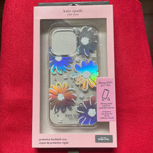 Load image into Gallery viewer, Kate Spade phone case packaging with colorful flowers on a red surface
