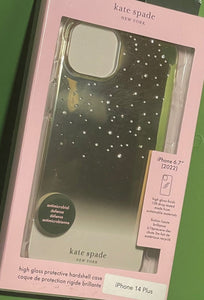 Kate Spade iPhone 14 PLUS Case Gold Metallic Ombre Hard Shell Box 6.7in