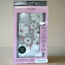 Load image into Gallery viewer, Kate Spade iPhone 14 PLUS Case White Floral Peony Magsafe Hard Shell Box 6.7in
