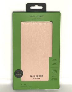Kate Spade iPhone 15 Pro Max Folio Case Pink Magnetic Wrap Vegan Leather