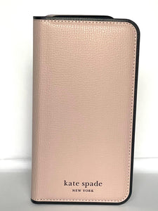 Kate Spade iPhone 15 Pro Max Folio Case Pink Magnetic Wrap Vegan Leather