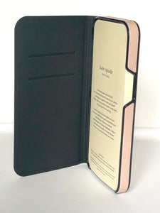 Kate Spade iPhone 15 Pro Max Folio Case Pink Magnetic Wrap Vegan Leather