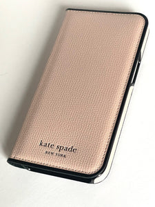 Kate Spade iPhone 15 Pro Max Folio Case Pink Magnetic Wrap Vegan Leather