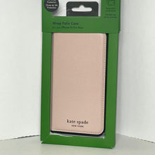 Load image into Gallery viewer, Pink phone case in green packaging with 'kate spade New York' branding.