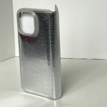 Load image into Gallery viewer, Silver phone case with textured finish on a white background