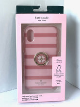 Load image into Gallery viewer, Kate Spade iPhone X or XS Case Pink Ring Stand Stripe Protective Hardshell