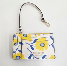 Load image into Gallery viewer, Kate Spade Morgan Sunshine Floral Card Case Wristlet Yellow Keyring