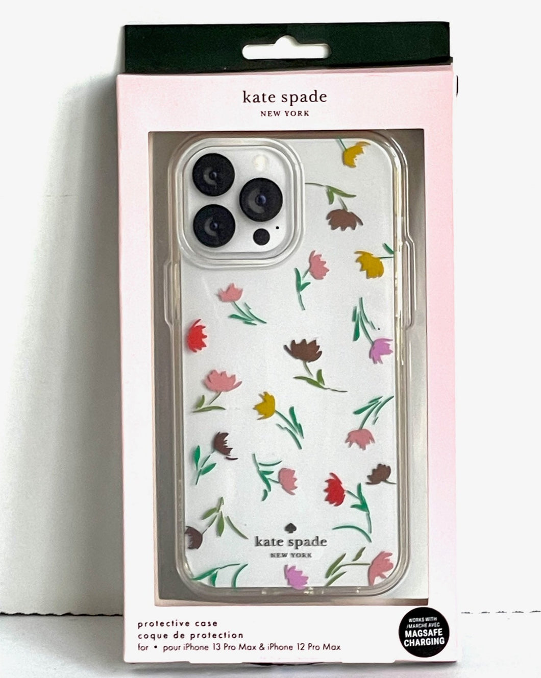 Kate spade 13 PRO MAX or12 Pro MAX Case Bloom Floral Clear Bumper Shock Protection 6.7in