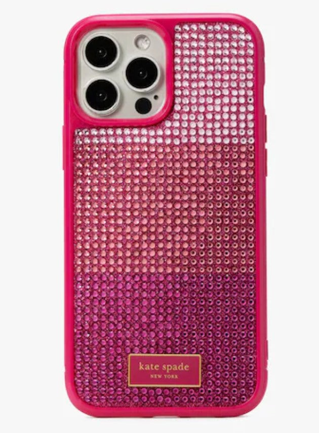 Kate spade 13 Pro Case Pink Rhinestone Glitter Bumper Protection 6.1
