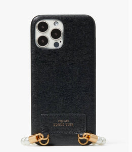 Kate spade 13 Pro Leather Case Crossbody Pearl Handle Pavé Bumper 6.1"