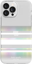 Load image into Gallery viewer, Kate spade 13 Pro MAX Case Park Stripe White Silver Metallic Hardshell 6.7in