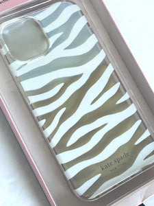 Kate spade iPhone 14 and 13 Case White Clear Zebra Bumper Shock Protection 6.1