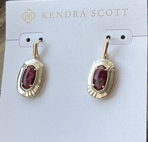 Kendra Scott Women’s Anna 14K Gold Plate Maroon Jade Drop Earrings