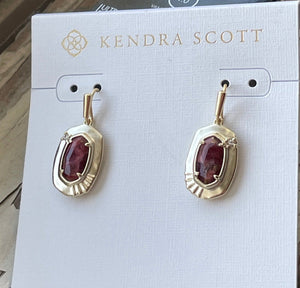 Kendra Scott Women’s Anna 14K Gold Plate Maroon Jade Drop Earrings