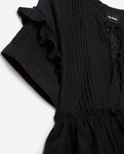 Load image into Gallery viewer, Kooples Shirt Womens Extra Small Black V-Neck Embroidered Cotton Ruffle Peplum