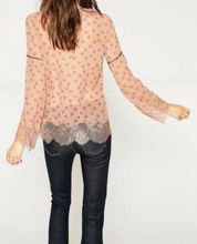 Load image into Gallery viewer, Kooples Shirt Womens Pink Bell Sleeve Round Neck Floral Beaded Lace Boho Top