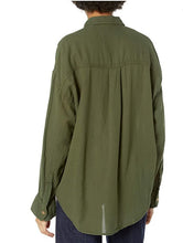 Load image into Gallery viewer, Kooples Shirt Womens Small Green Snap-Front Long Sleeved Oversized Cotton Top